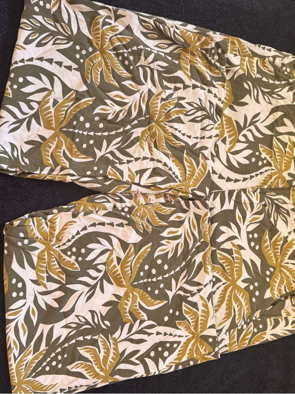 Old Navy Olive Green and Mustard Palm Print Wide-Leg Pants